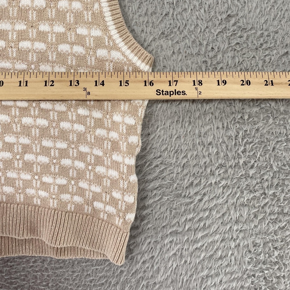 Abercrombie & Fitch Sweater Vest Womens M Beige Cotton V Neck Geometric Knit - Picture 6 of 13